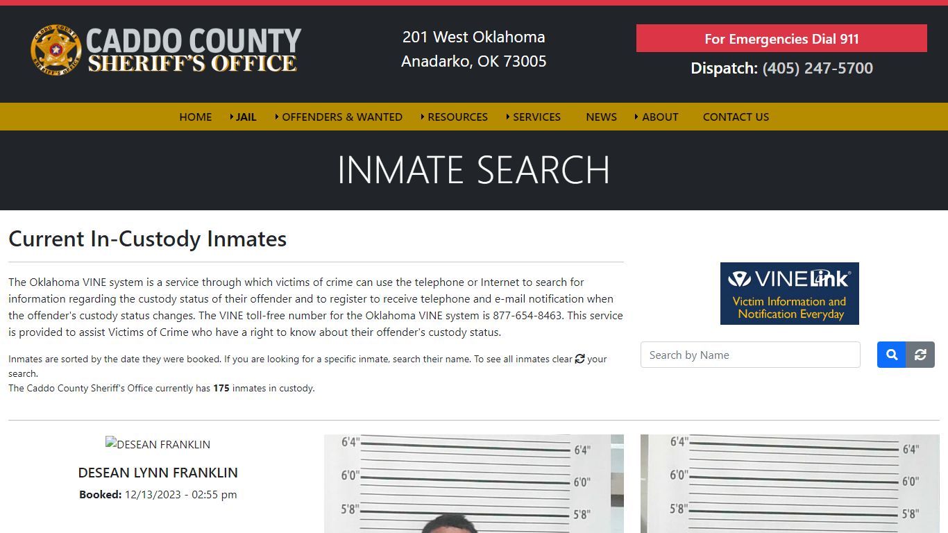 Inmate Search - Caddo County Sheriff's Office